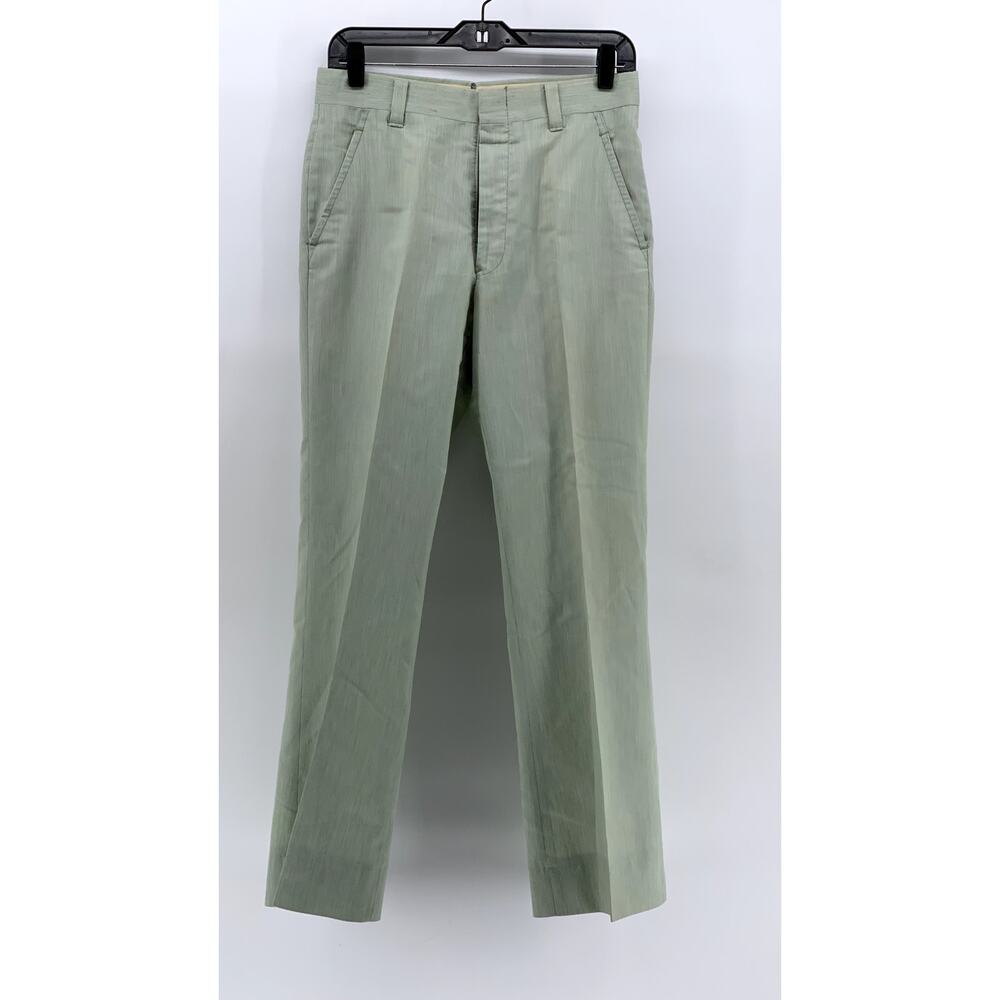 UNBRANDED Men's Green Striped Straight Leg Dress Pants SZ 30
